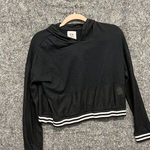 Fabletics and Demi Lovato Sweater Women S Black Hooded Crop